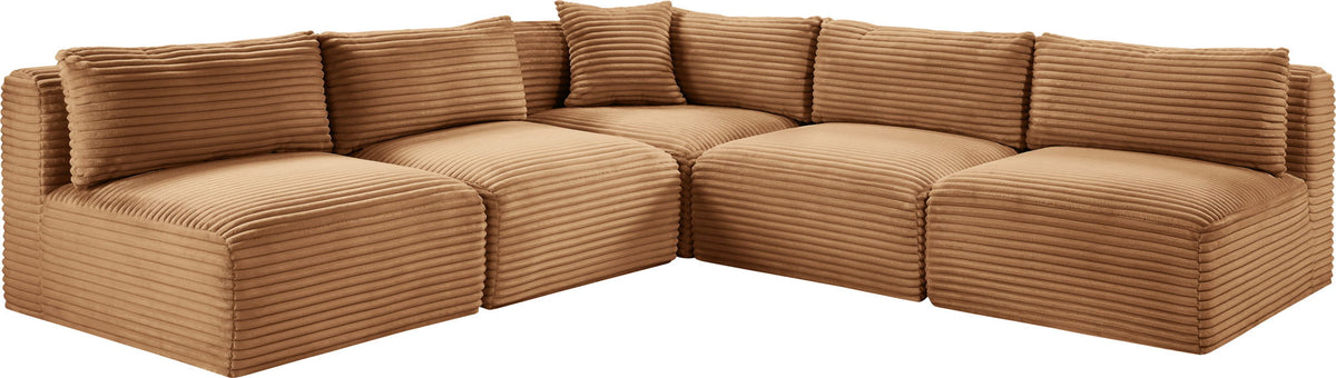 Shaggy - Fabric 5 Piece Modular Corner Armless Sectional