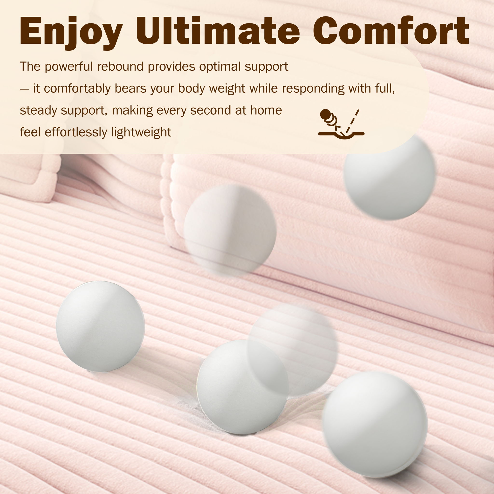 Modern Floor Sofa With 2 Pillows, Convertible Twin Size Folding Mattress For Living Room