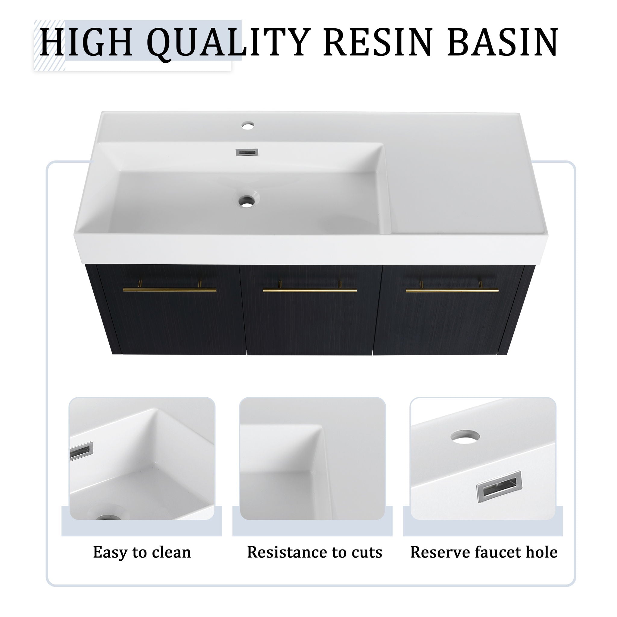 Modern Wall Mounted Bathroom Vanity With Left Sink And Storage Rack
