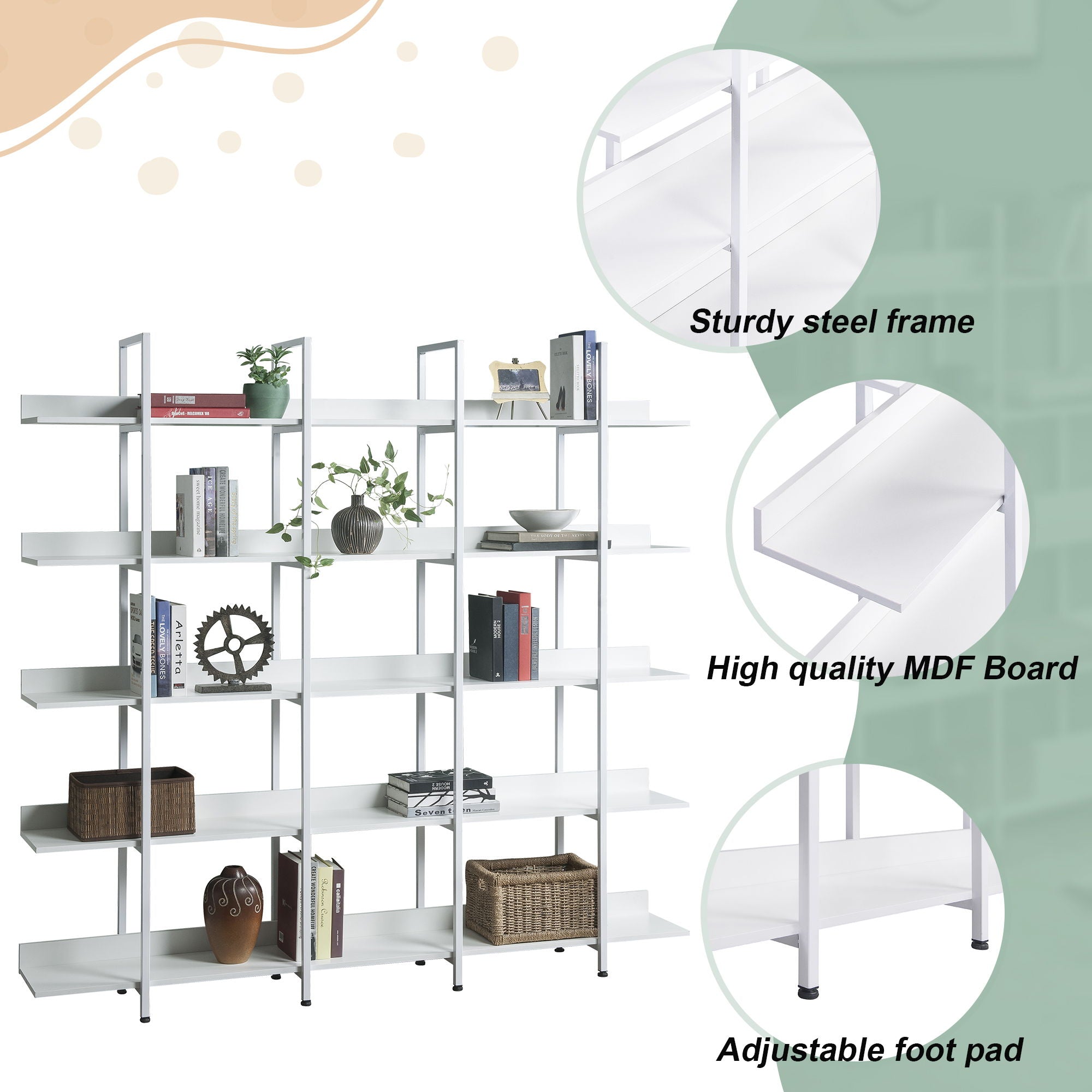 Vintage Industrial 5 Tier Bookcase