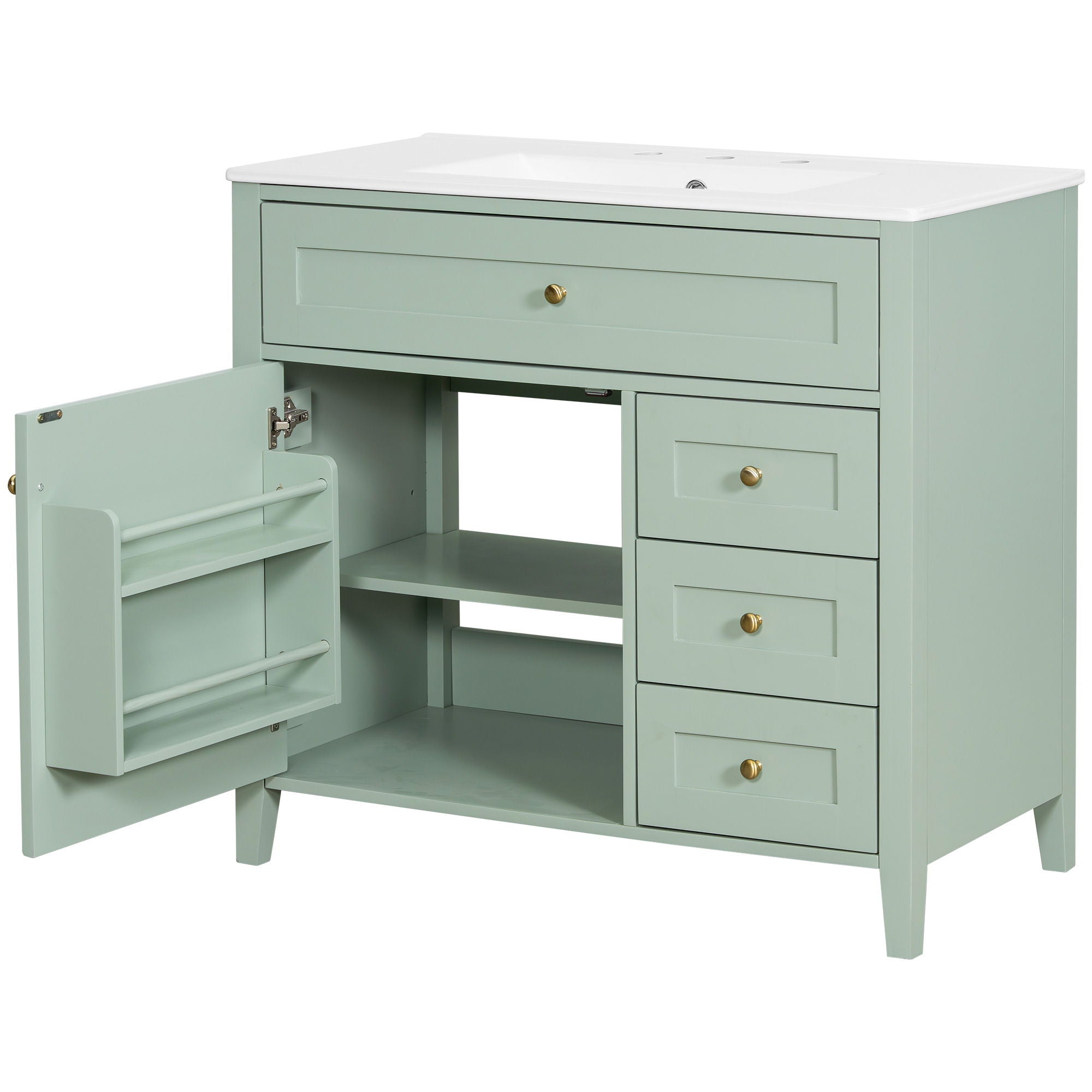 Bathroom Vanity With Sink, Cabinet With 3 Drawers And Adjustable Shelf