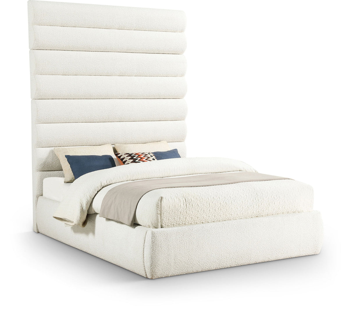 Adam - Boucle Fabric Bed With 89" Headboard