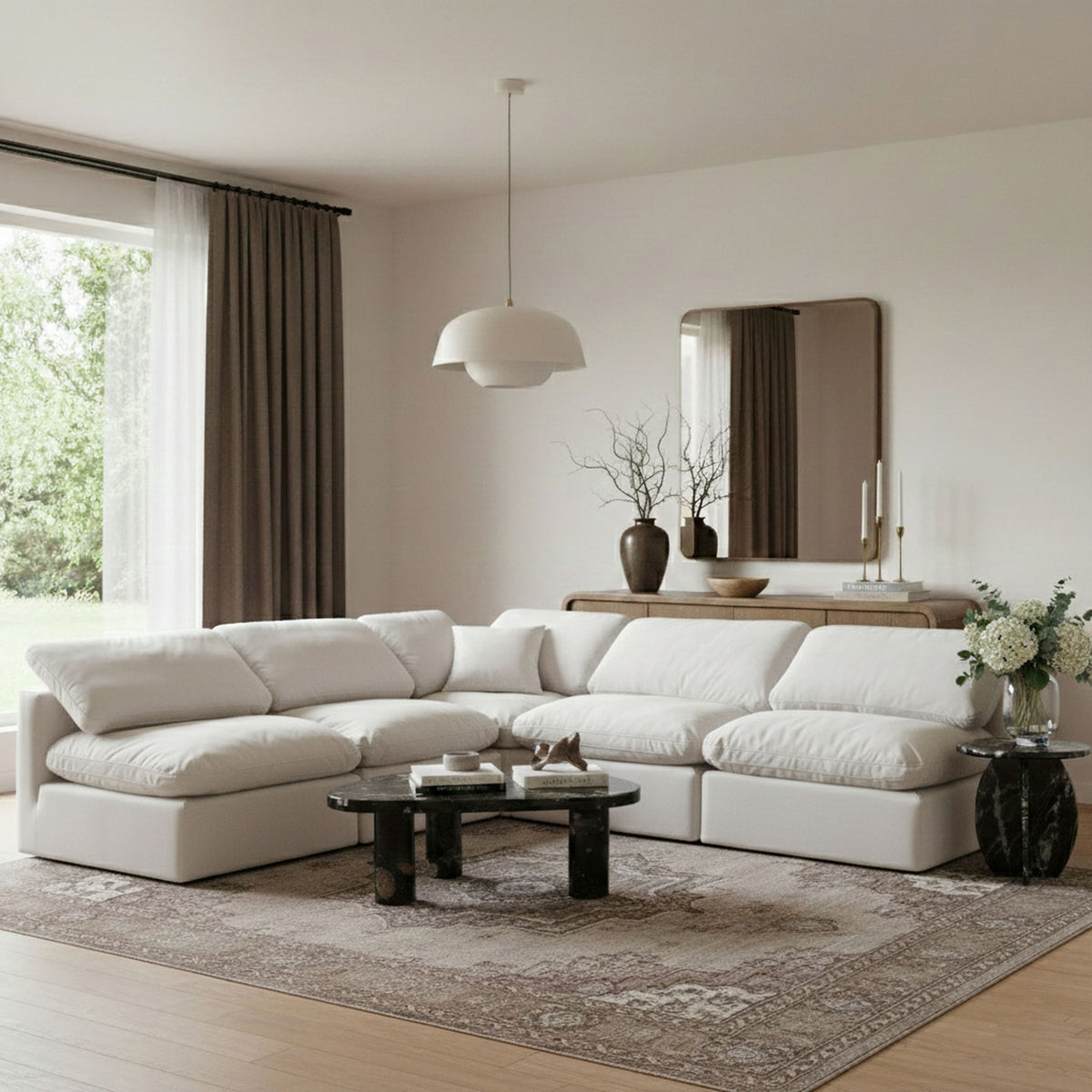 Indulge - Velvet 5 Piece Modular Corner Armless Sectional
