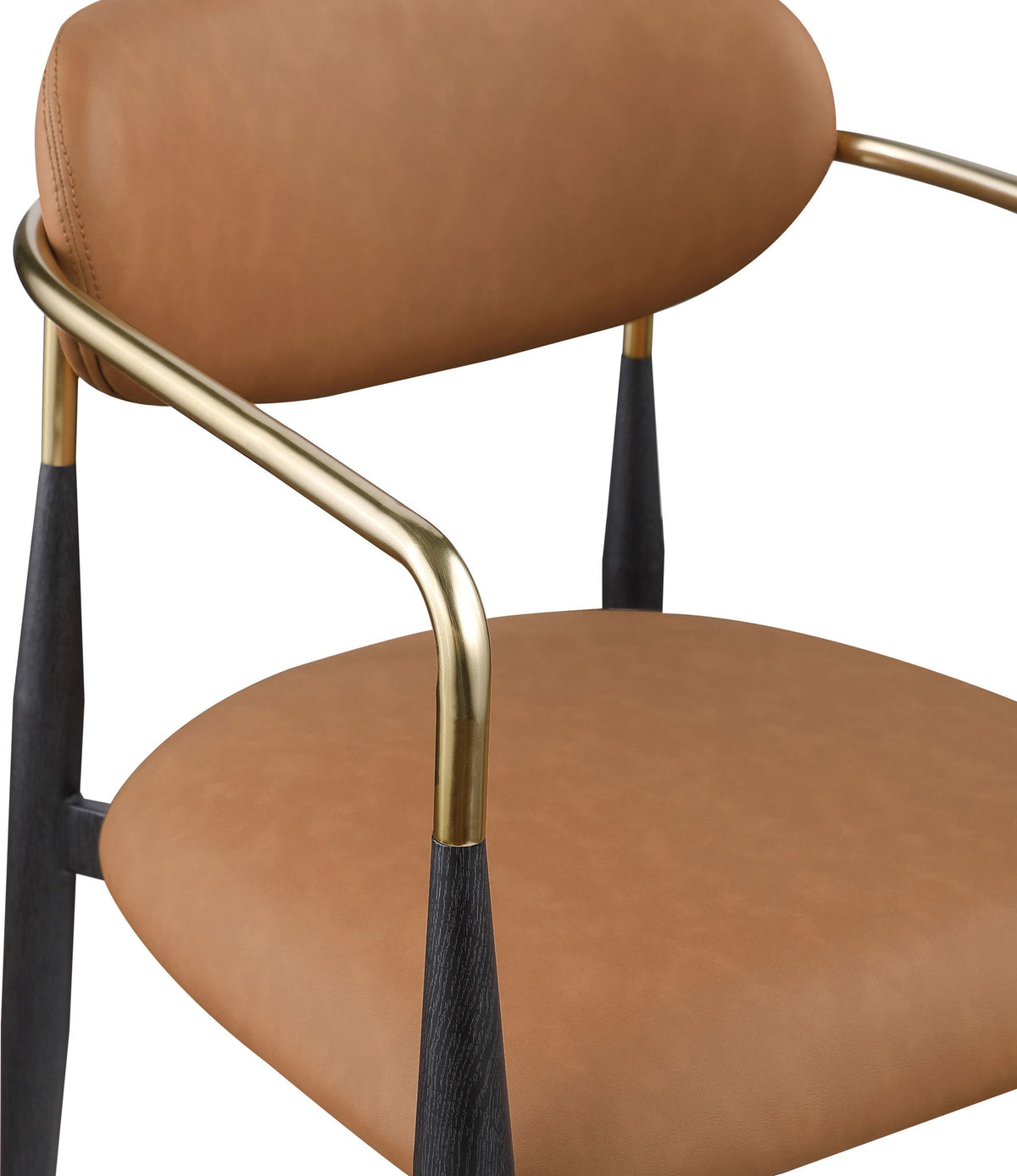 Ronda - Vegan Leather Upholstered Dining Arm Chair - Black Legs