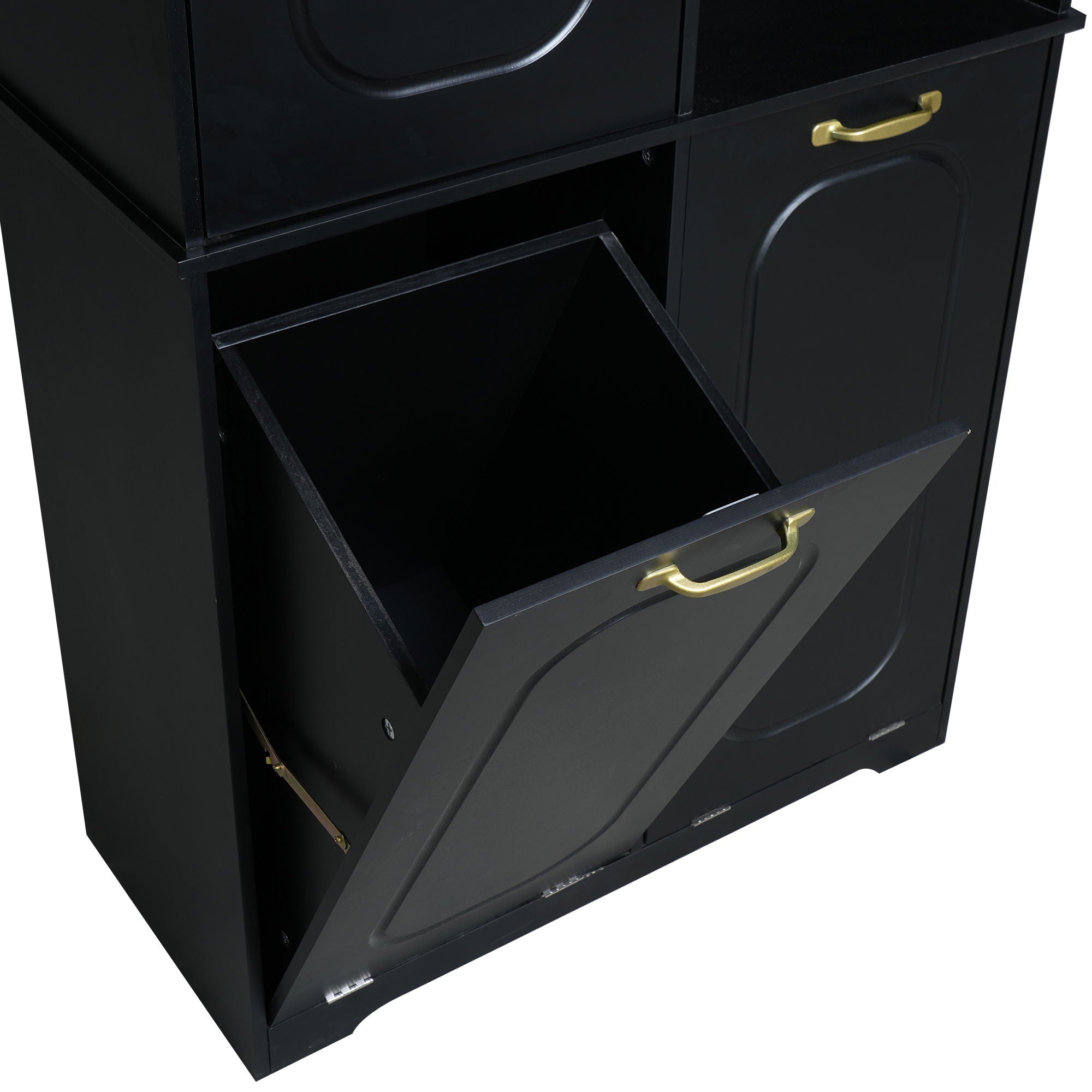 Freestanding Tall Storage Cabinet With 2 Tilt Out Hampers