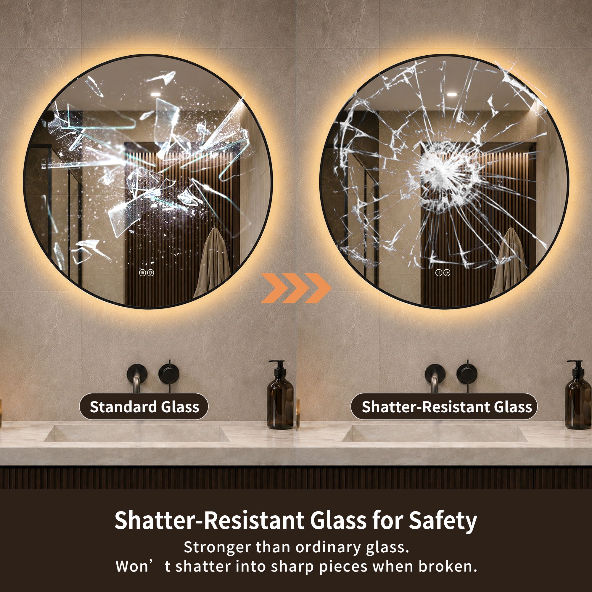 Round Framed Dimmable ED Bathroom Mirror With Anti Fog