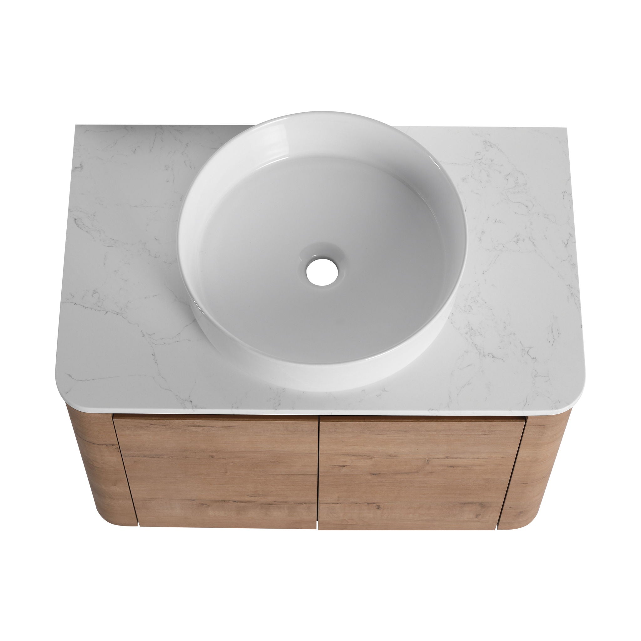 Wall Mounted Bathroom Vanity With Art Sink, 1 Storage Shelf, 2 Soft Close Doors