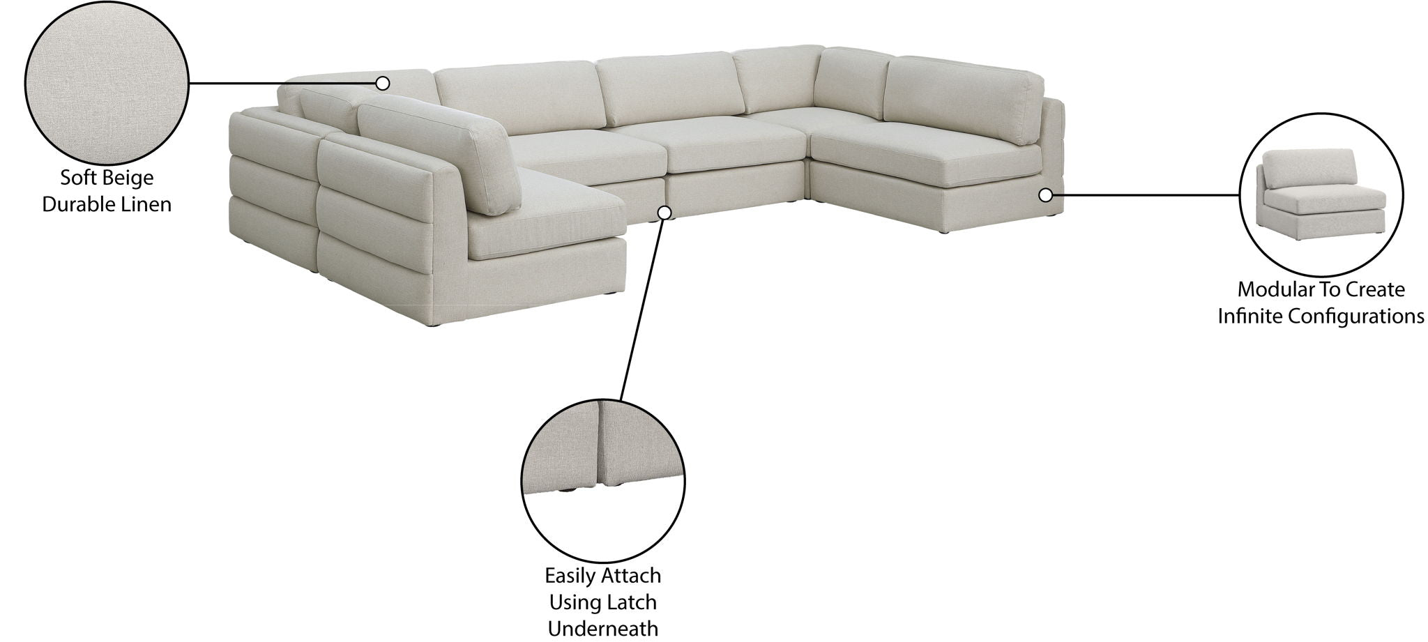 Beckham - 6 Piece Modular Sectional
