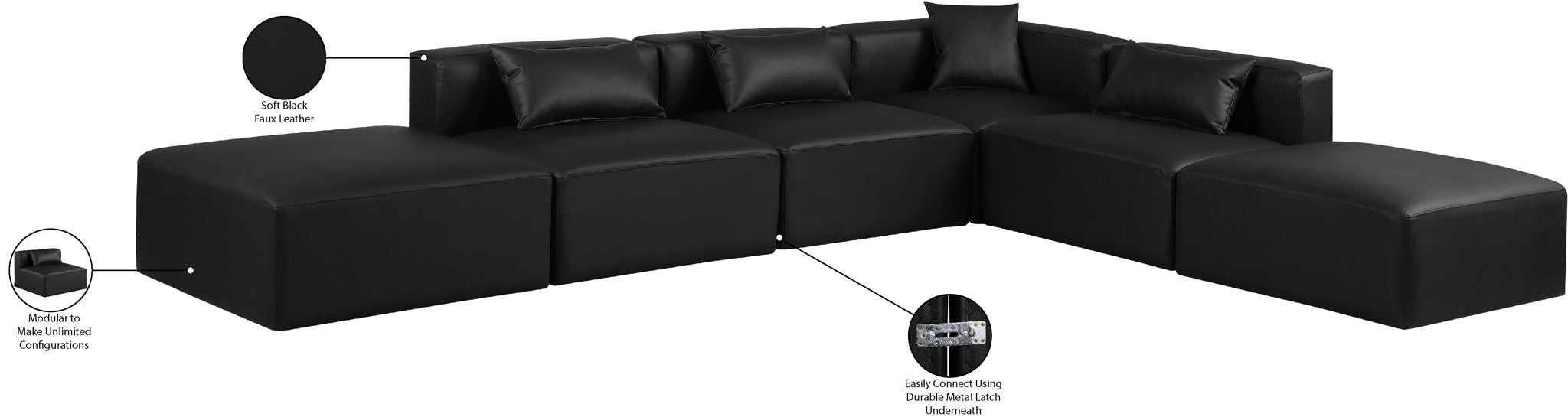 Cube - 6 Piece Modular Corner Armless Sectional
