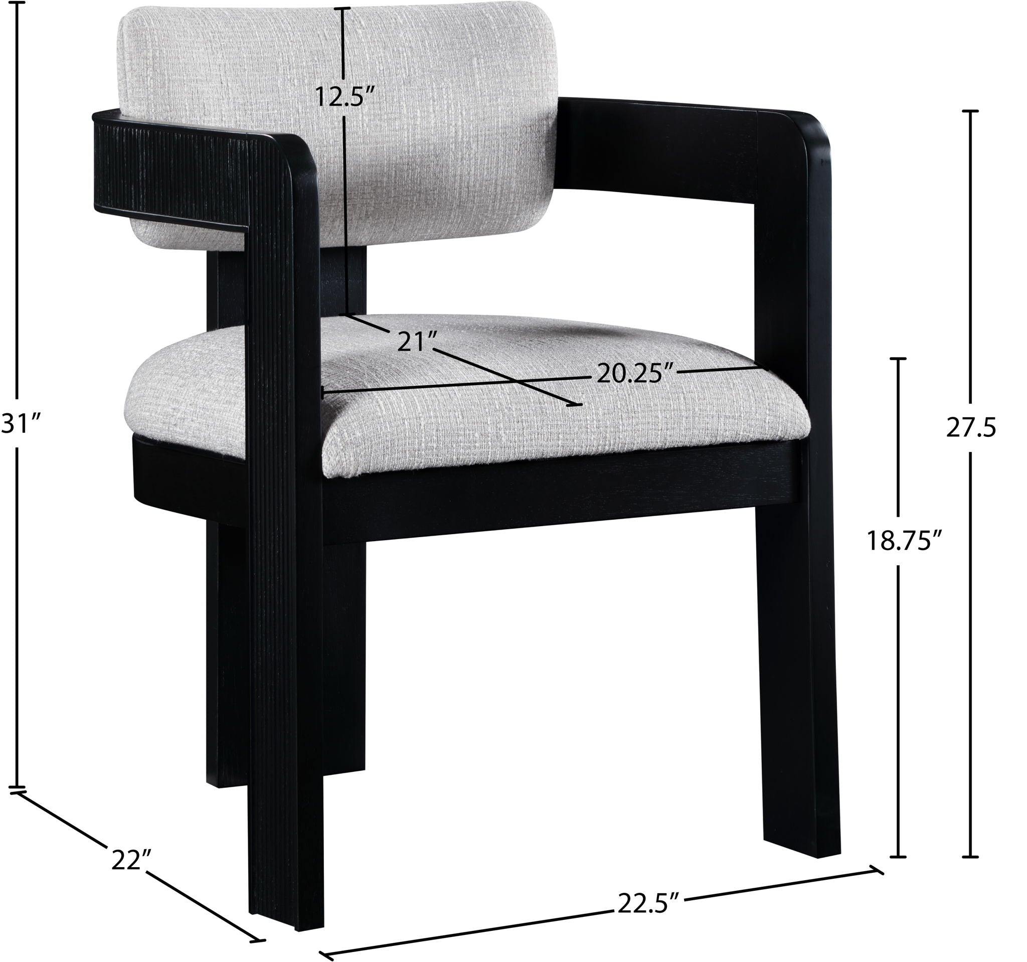 Sacha - Linen Dining Chair With Black Base (Set of 2)
