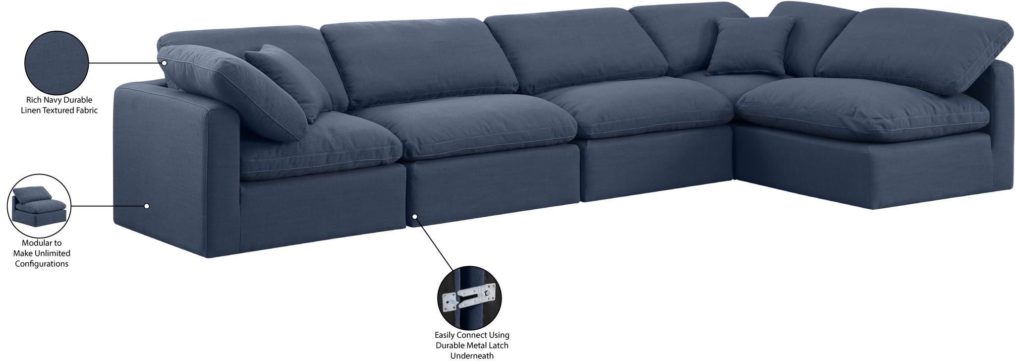 Indulge - Linen 5 Piece Modular Sectional