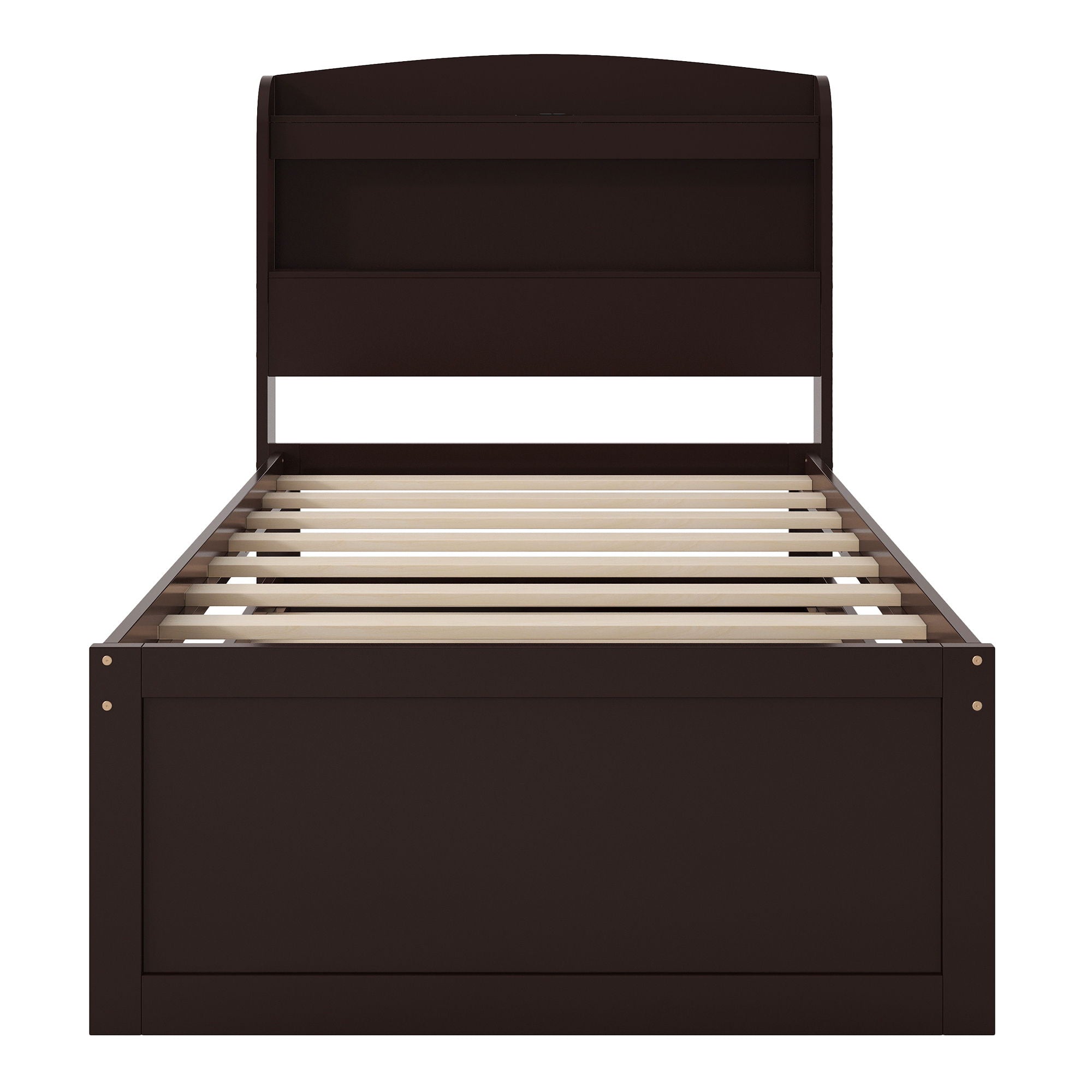 Platform Bed With LED Headboard, Charging Station, Trundle And 2 Drawers