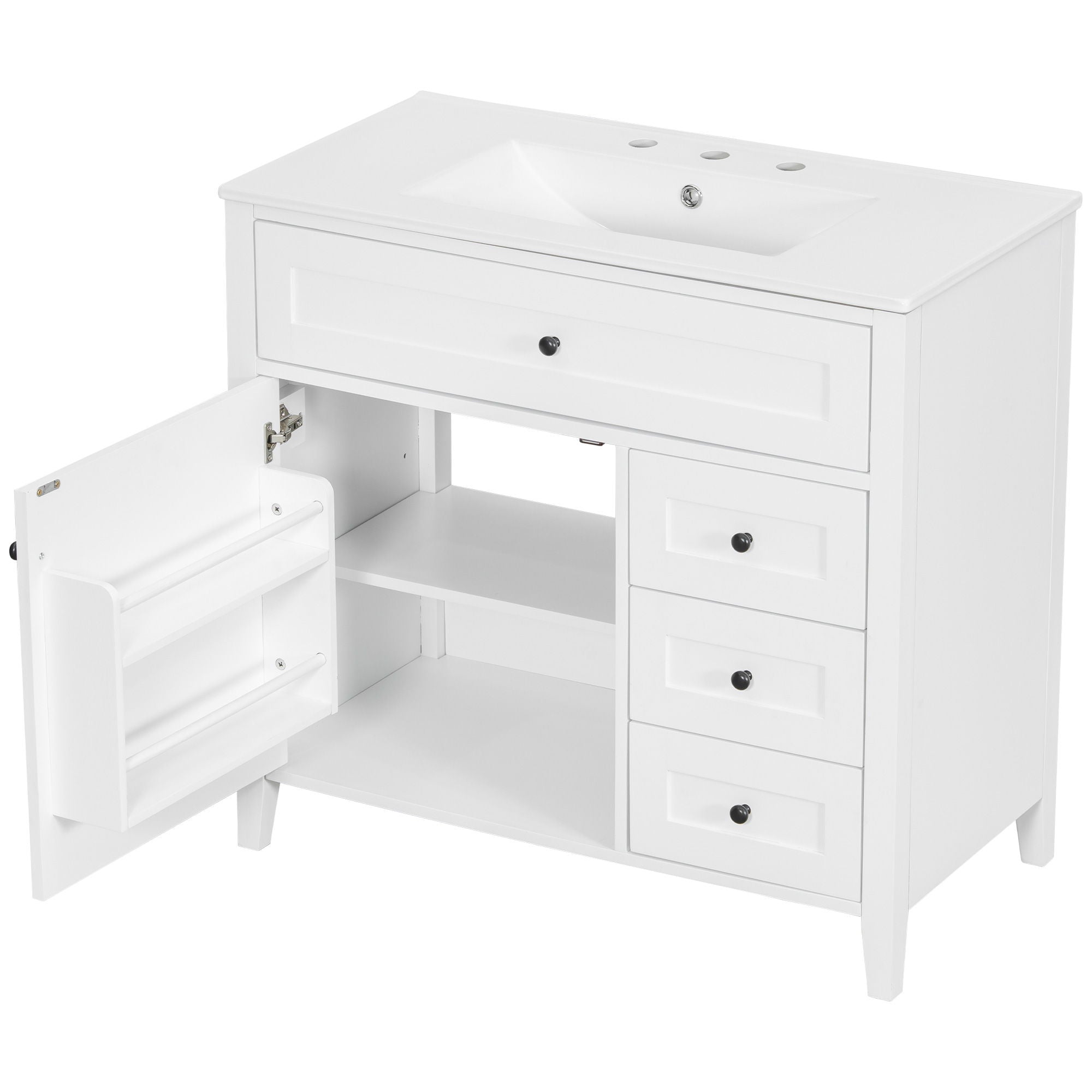 Bathroom Vanity With Sink, Cabinet With 3 Drawers And Adjustable Shelf