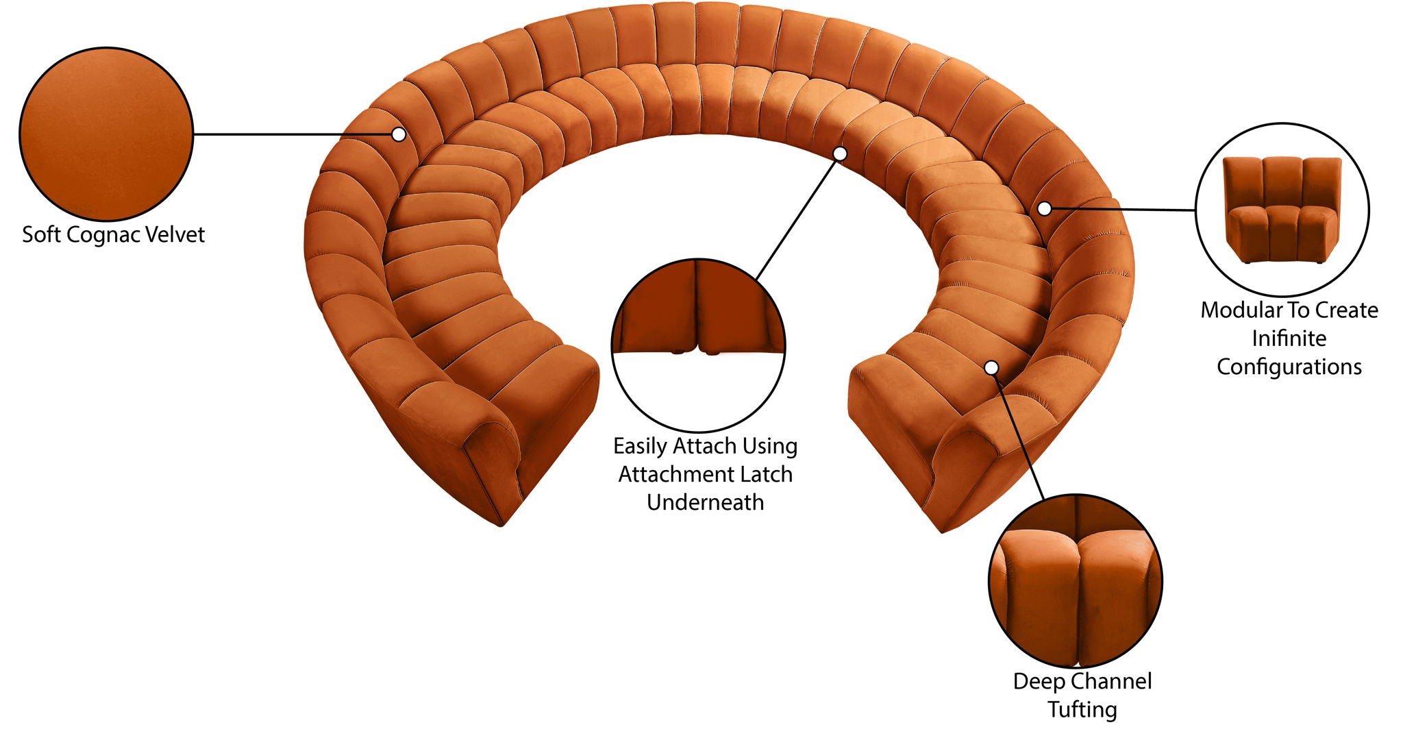 Infinity - 11 Piece Velvet Modular Sectional