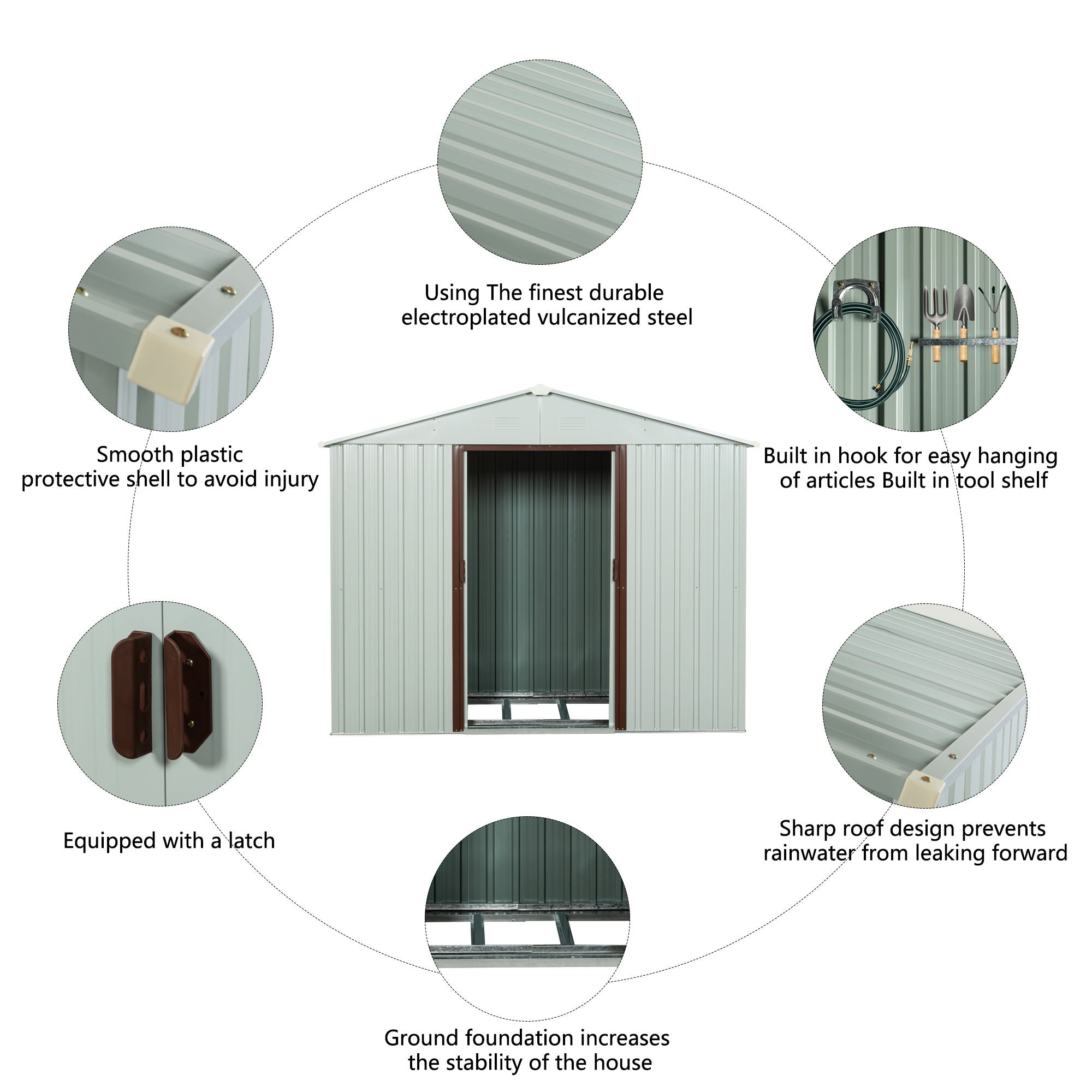 88.98" Outdoor Metal Storage Shed With Window