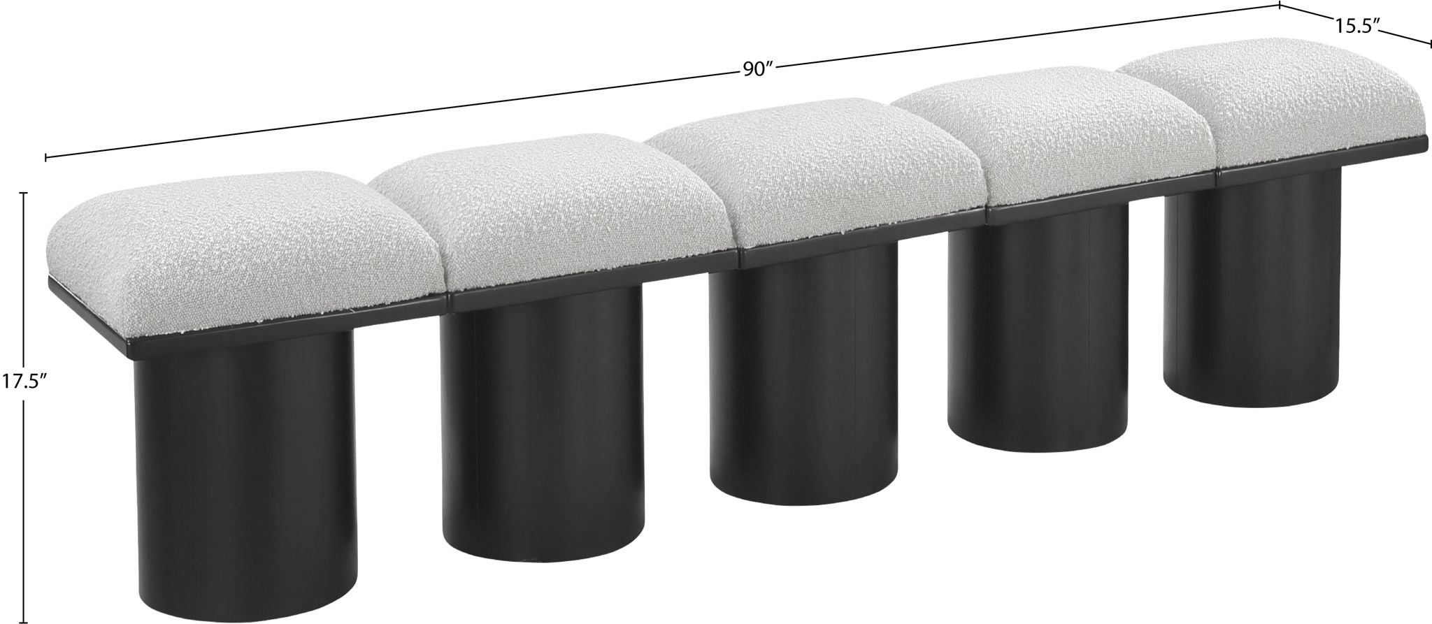 Pavilion - 5 Piece Modular Bench With Black Base