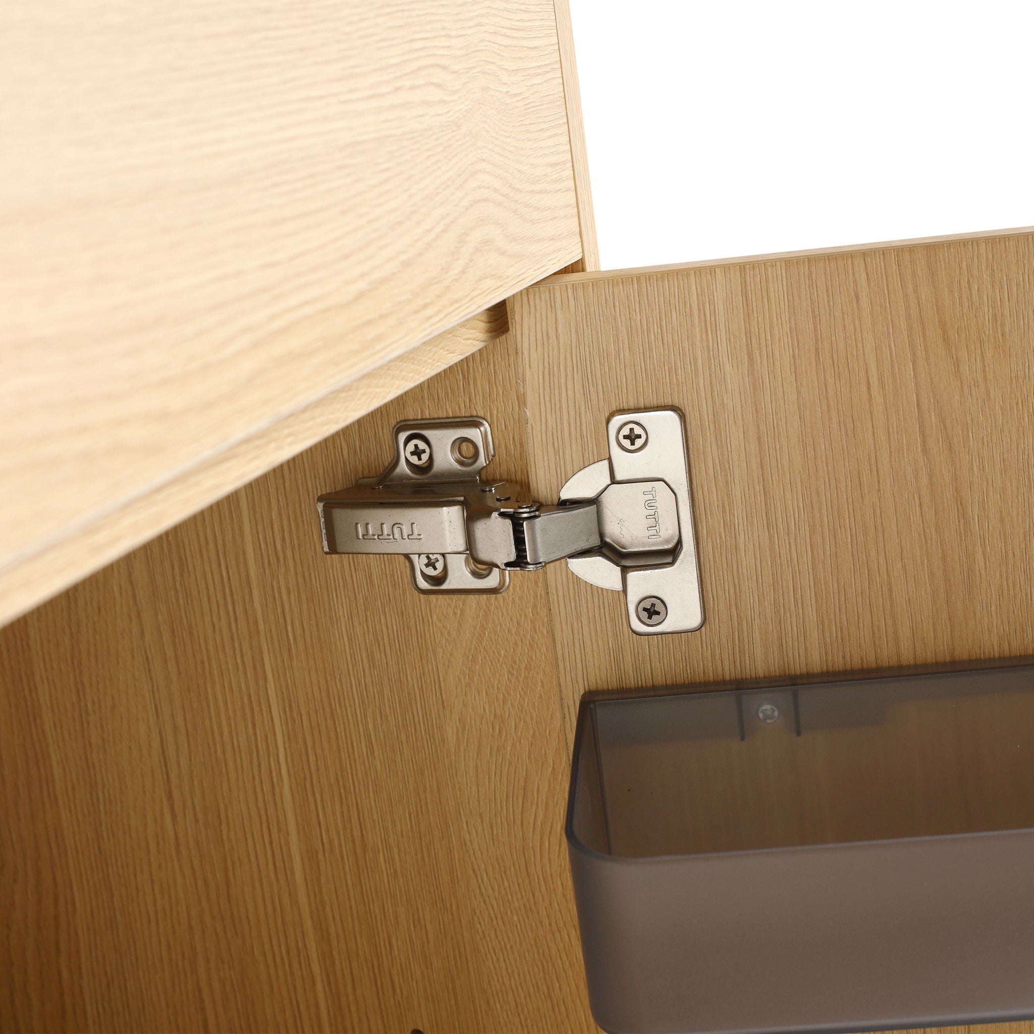 58" Freestanding Bathroom Cabinet With 4 Soft Close Doors & 3 Open Racks (Vanity Only, No Sink) - Oak
