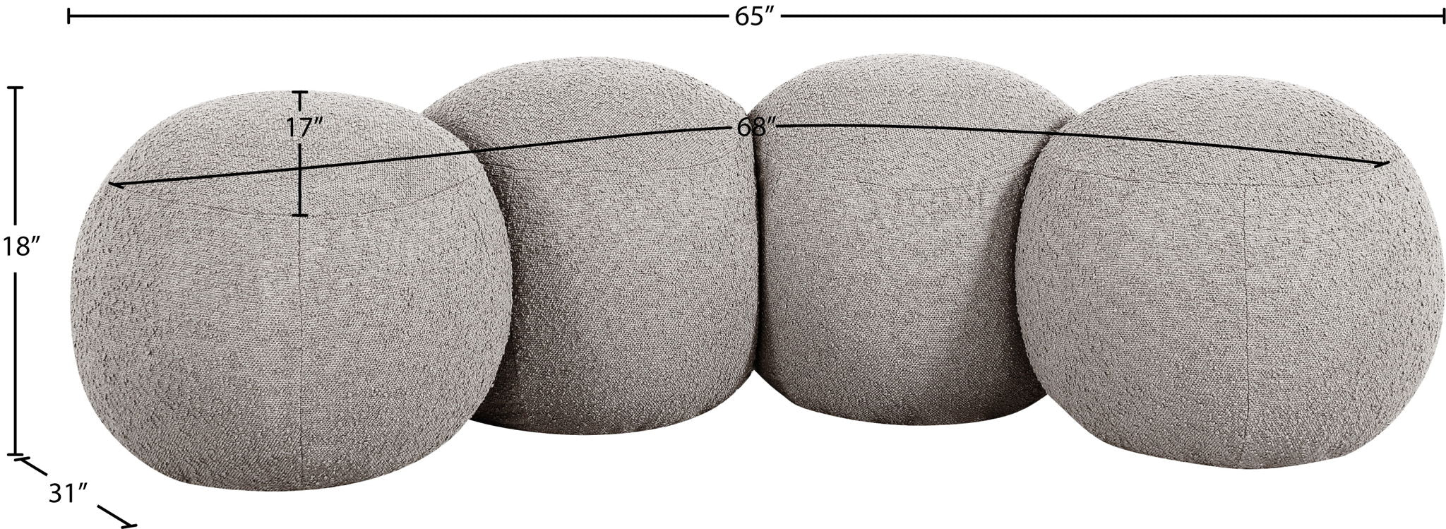 Apollo - Boucle Fabric Bench