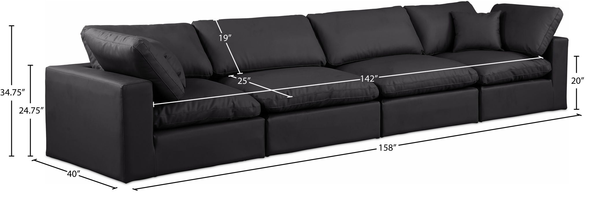 Comfy - Faux Leather Modular Sofa 4 Seats