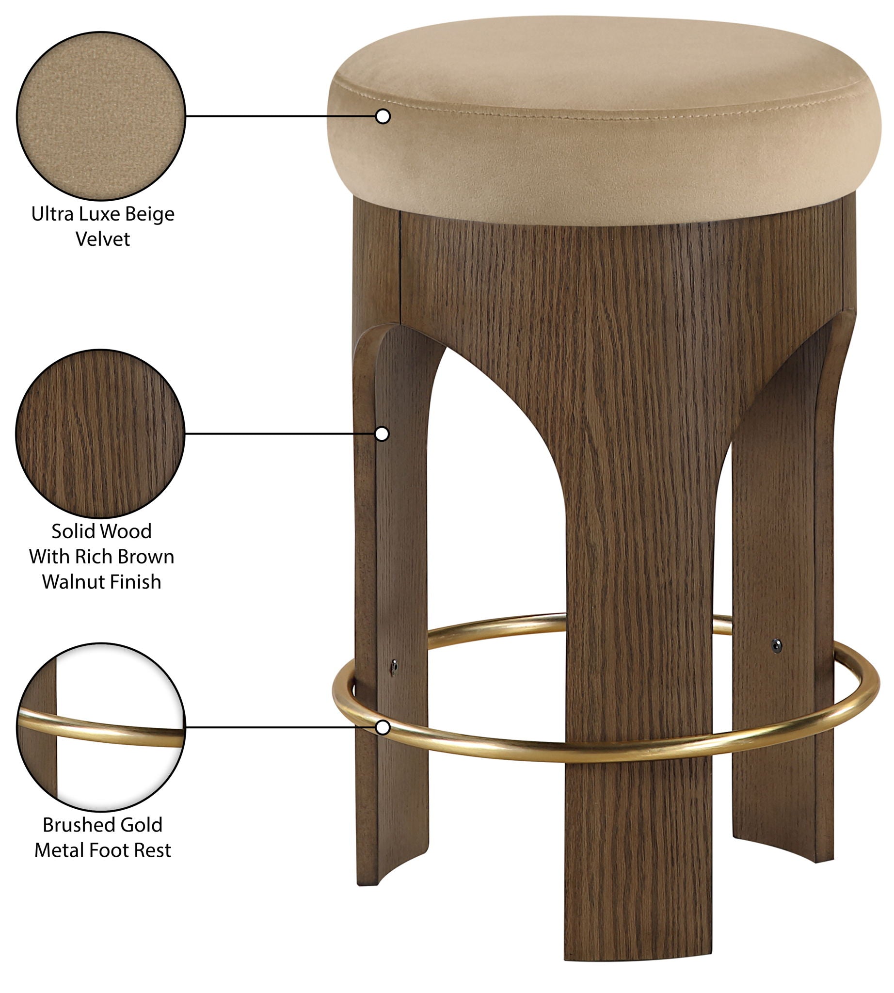 Bocceli - Counter Stool - Brown Base