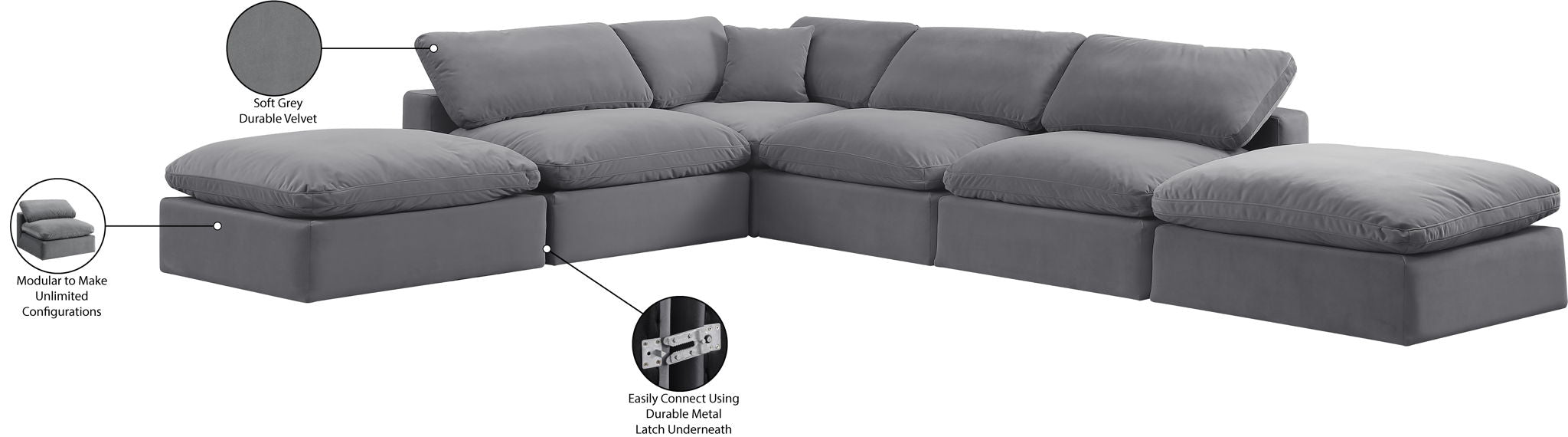 Comfy - 6 Piece Velvet Modular Sectional