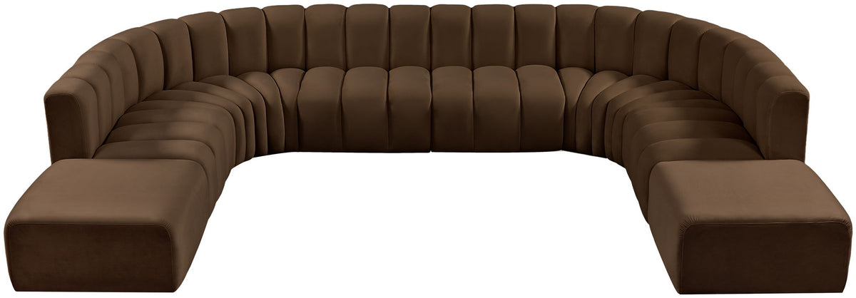 Arc - Velvet 10 Piece Modular Sofa - Brown