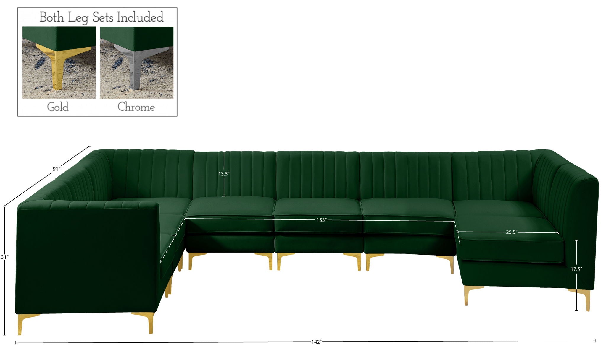 Alina - 8 Piece Velvet Modular Sectional