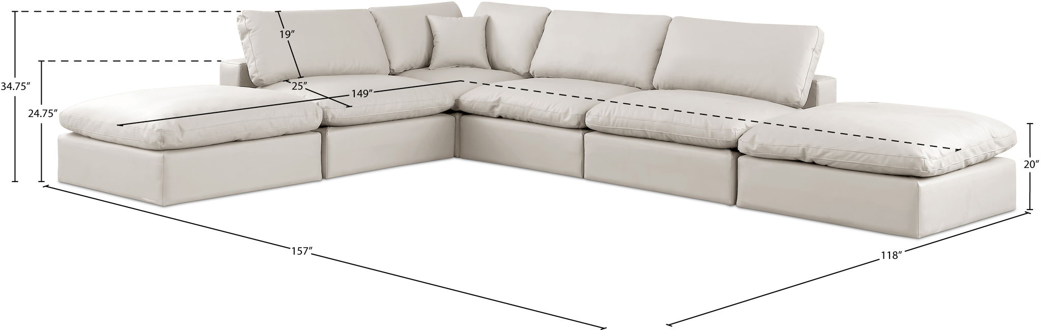 Comfy - 6 Piece Faux Leather Modular Sectional