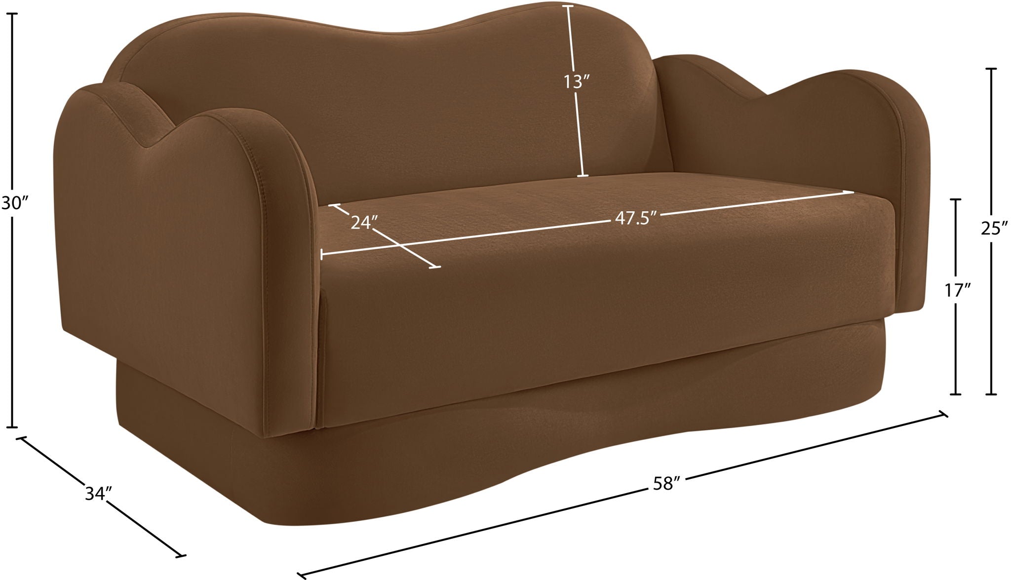 Bloom - Velvet Loveseat - Saddle