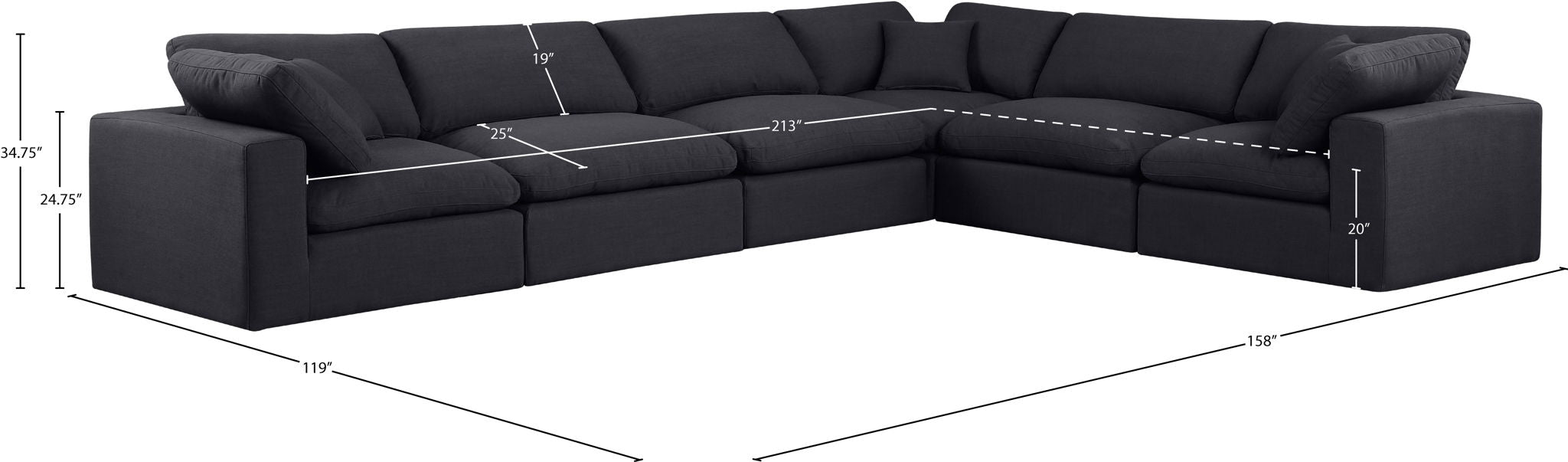Comfy - 6 Piece Linen Modular Corner Sectional