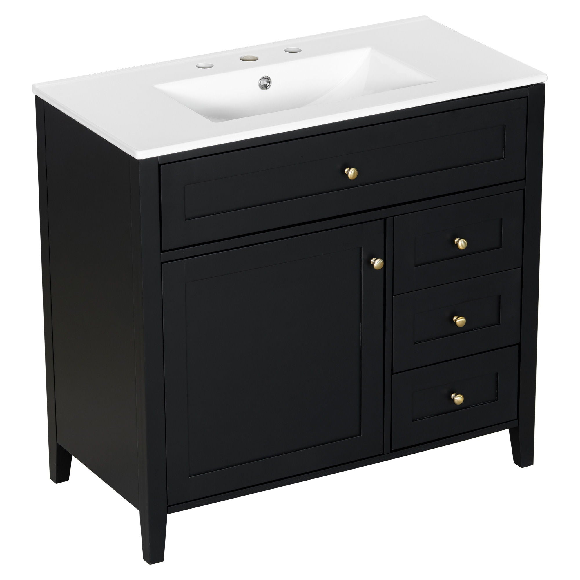 Bathroom Vanity With Sink, Cabinet With 3 Drawers And Adjustable Shelf