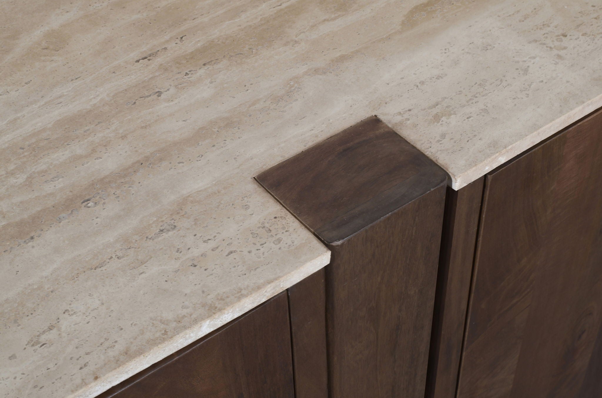 Pietra - Travertine And Mango Wood Sideboard / Buffet - Brown / Beige