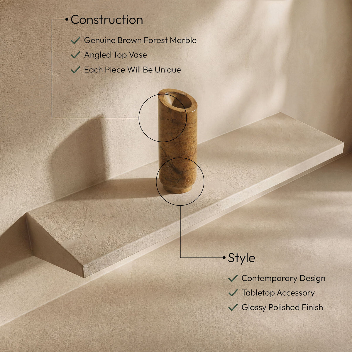 Lochlan - Genuine Marble Vase