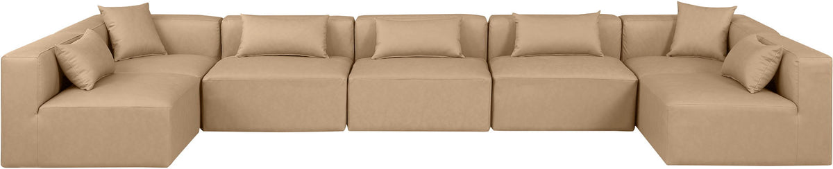 Cube - 7 Piece Modular U-Shaped Sectional - Tan