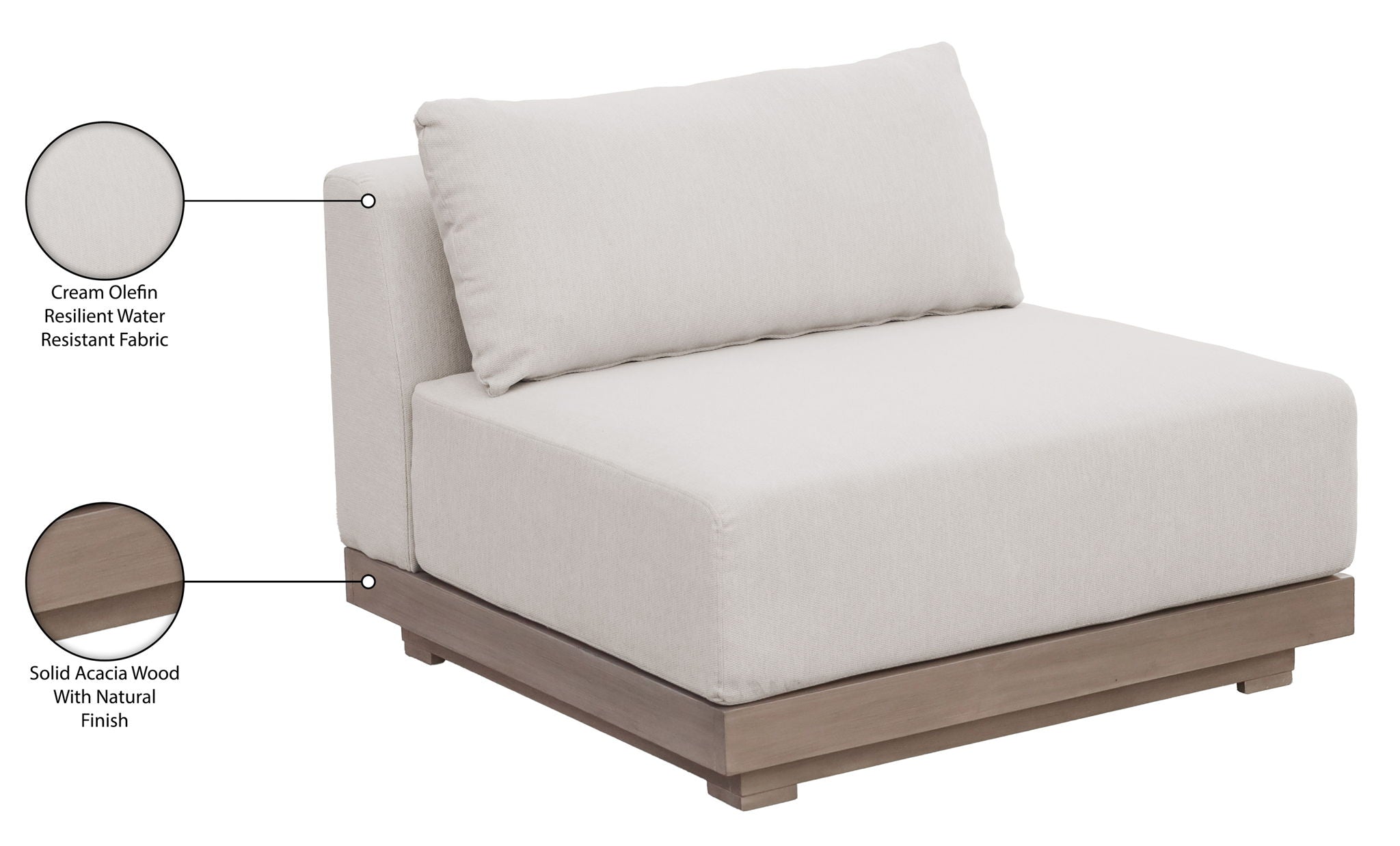 Solace - Olefin Performance Fabric Outdoor Patio Modular Armless Chair