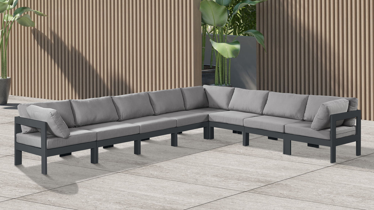 Nizuc - Outdoor Patio 8 Piece Modular Sectional With Gray Frame