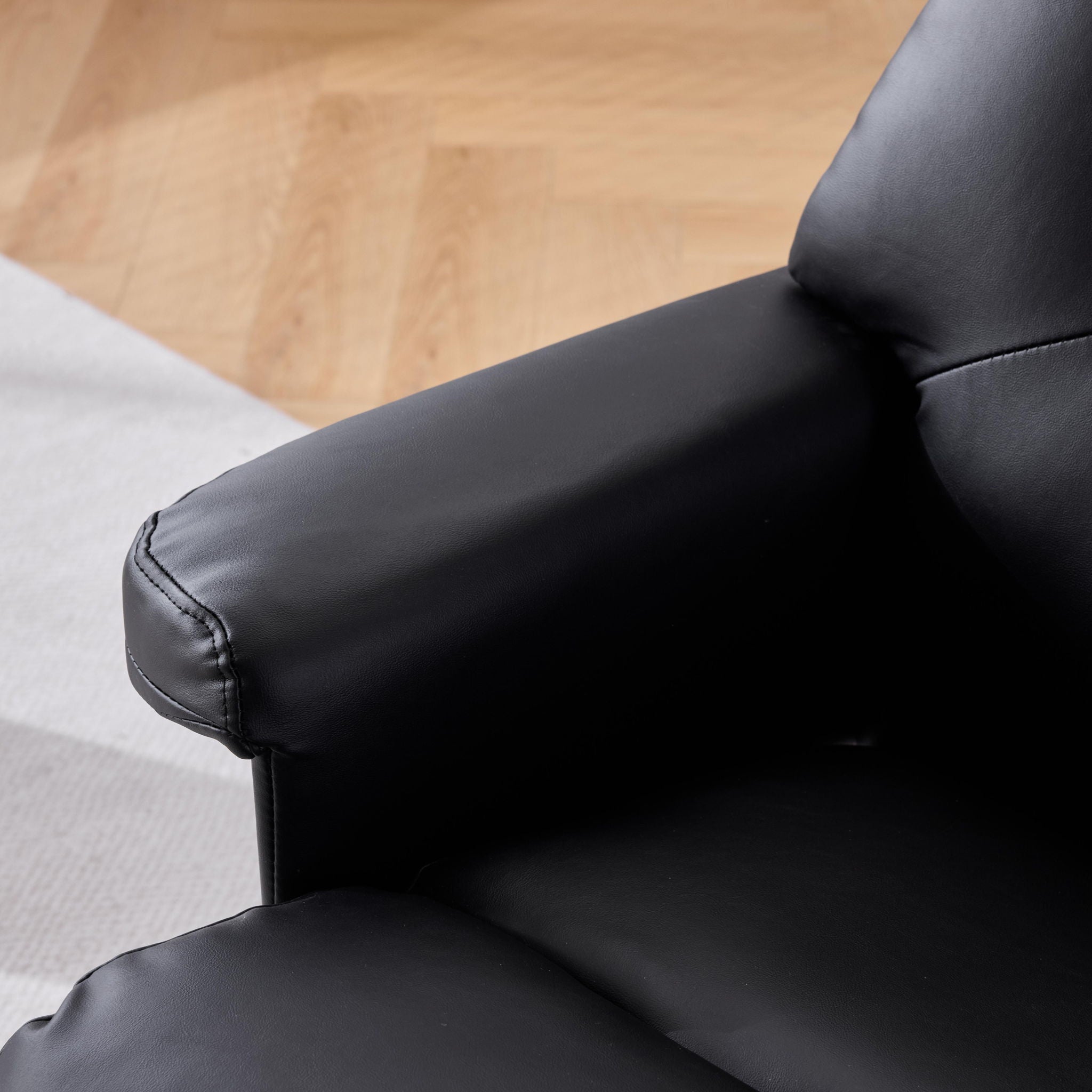 Massage Recliner With Ottoman, 360° Swivel, Heat & Vibration - Black Pu