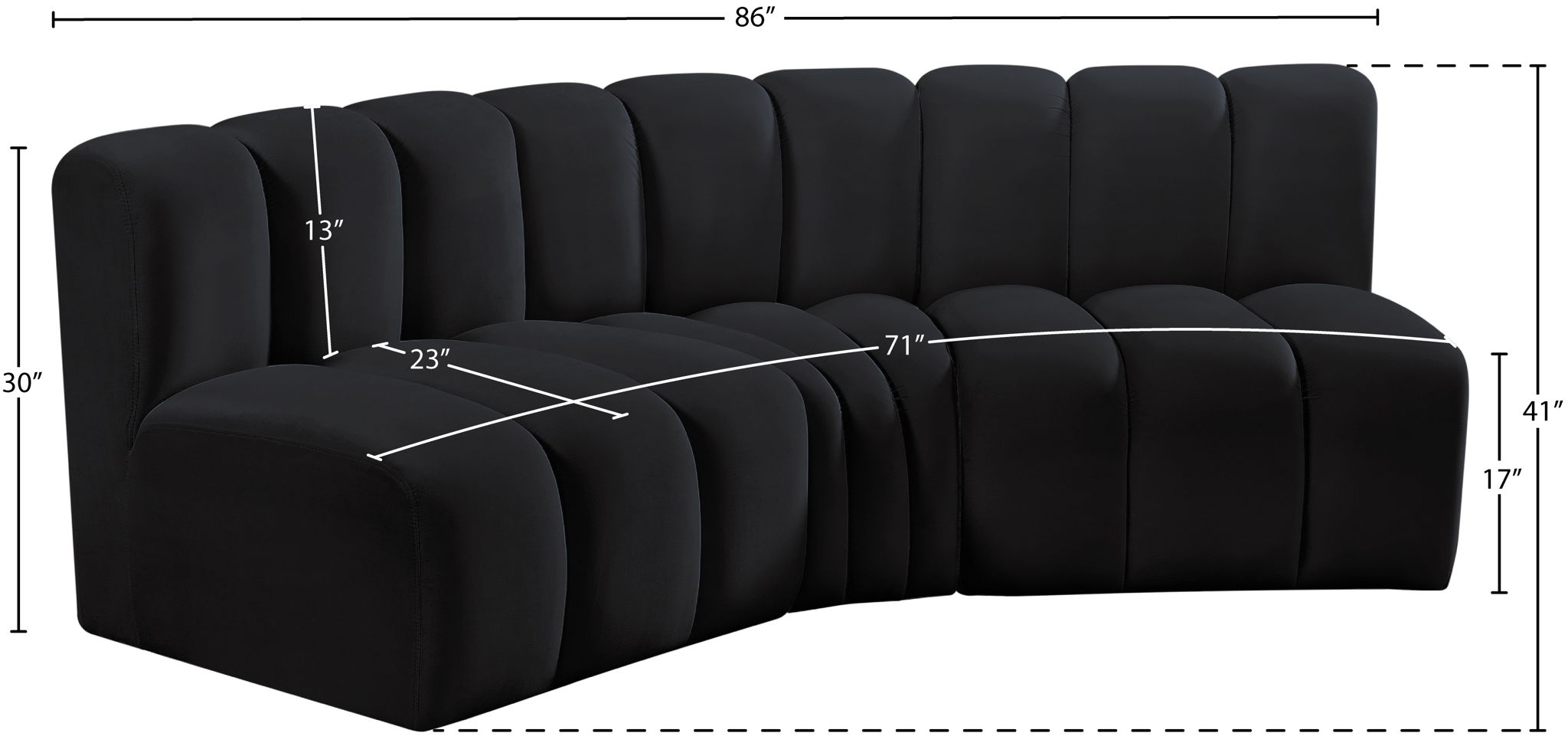 Arc - Velvet 3 Piece Modular Corner Sofa