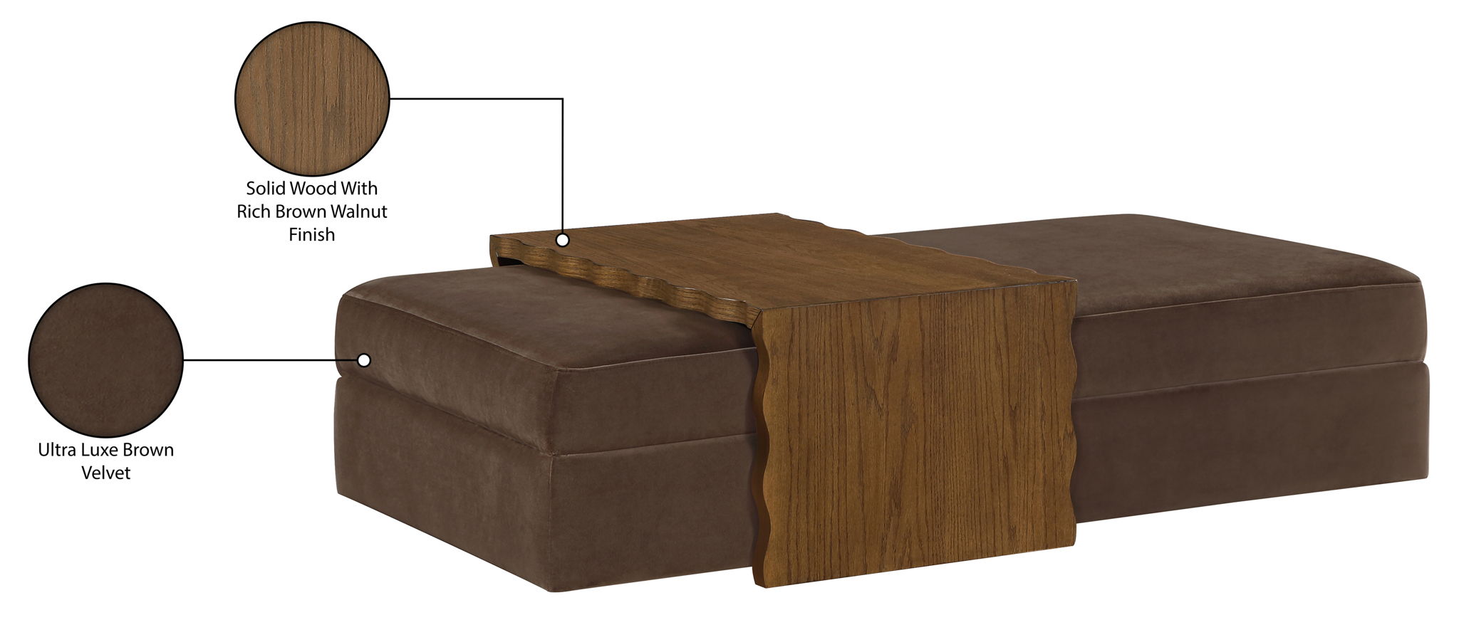 Woodra - Velvet Coffee Table/Ottoman