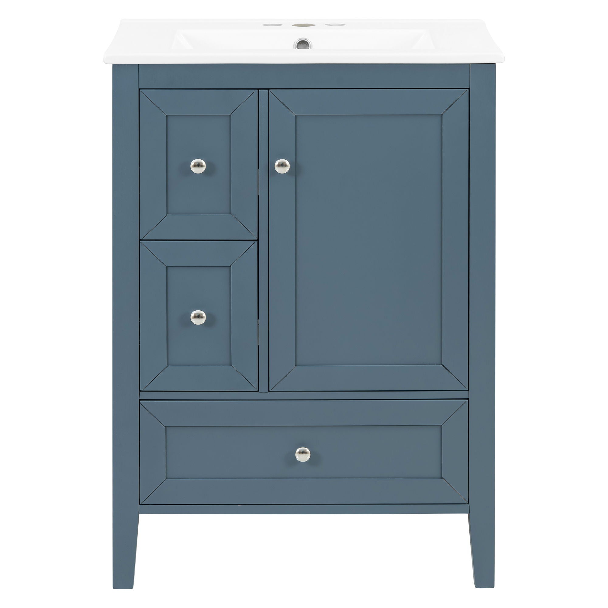 Modern Bathroom Vanity With Sink, Soft Close Drawers & Door, Storage Rack
