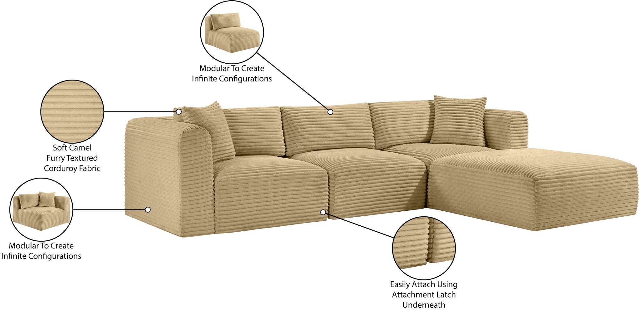 Shaggy - 4 Piece Modular Sectional