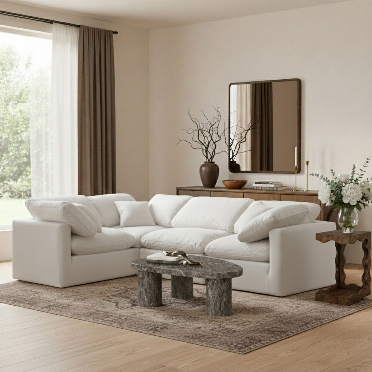 Indulge - Velvet 4 Piece Modular Corner Sectional