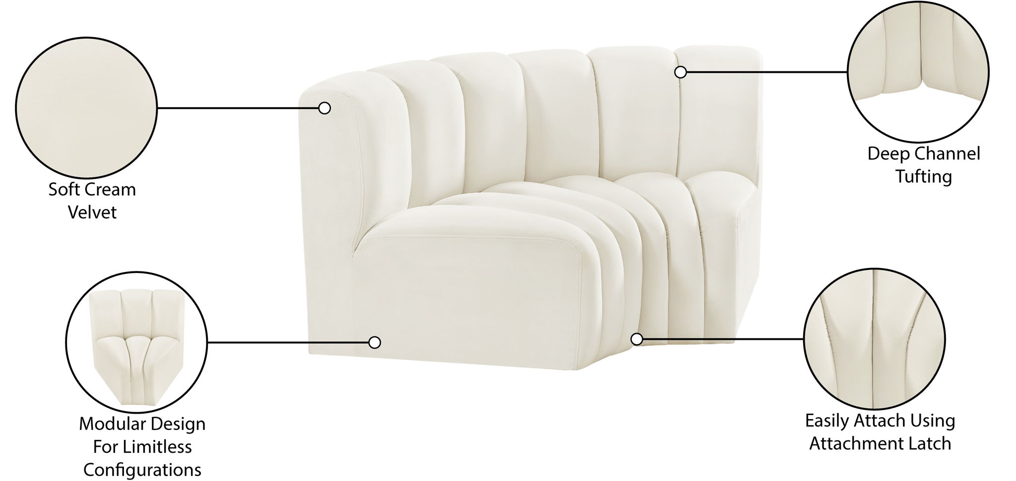 Arc - Velvet 2 Piece Modular Sofa