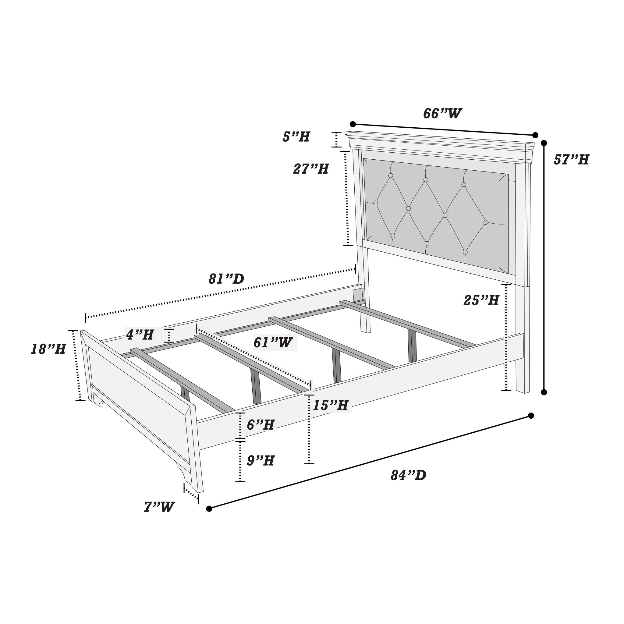 3 Piece Bedroom Set With LED Lighting, 2 Nightstands