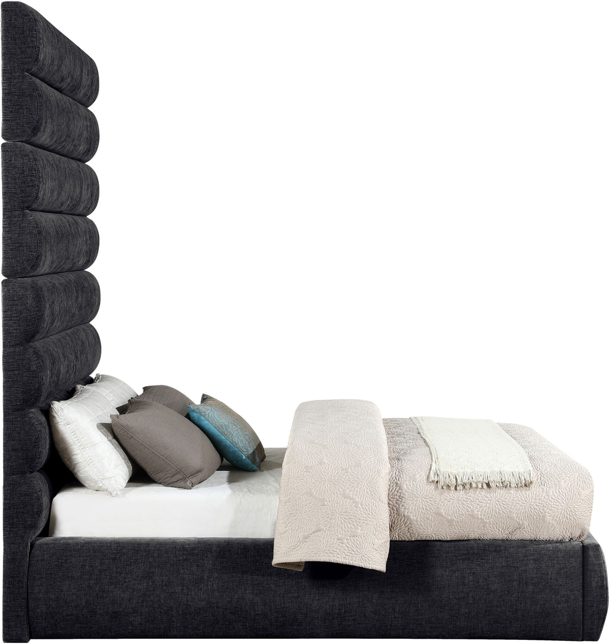 Adam - Chenille Fabric Bed With 89" Headboard