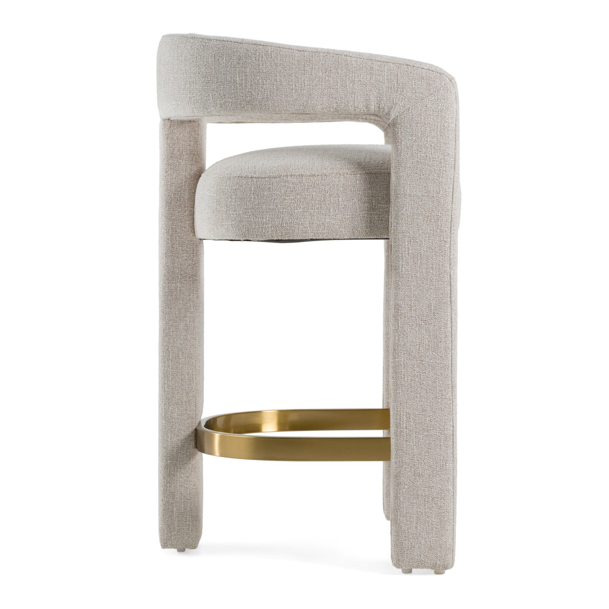 Adam - Modern Beige Fabric + Brass Counter Chair