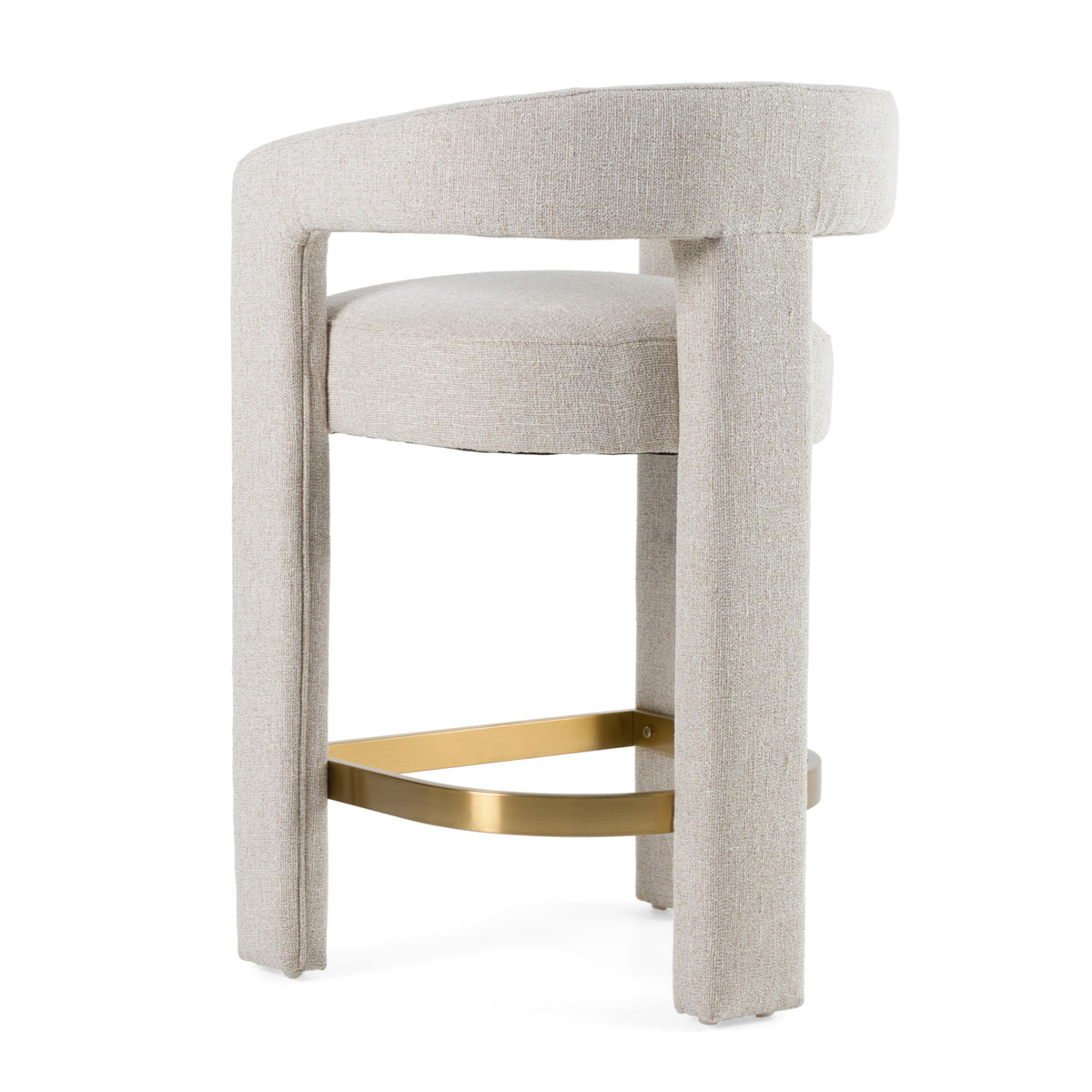 Adam - Modern Beige Fabric + Brass Counter Chair