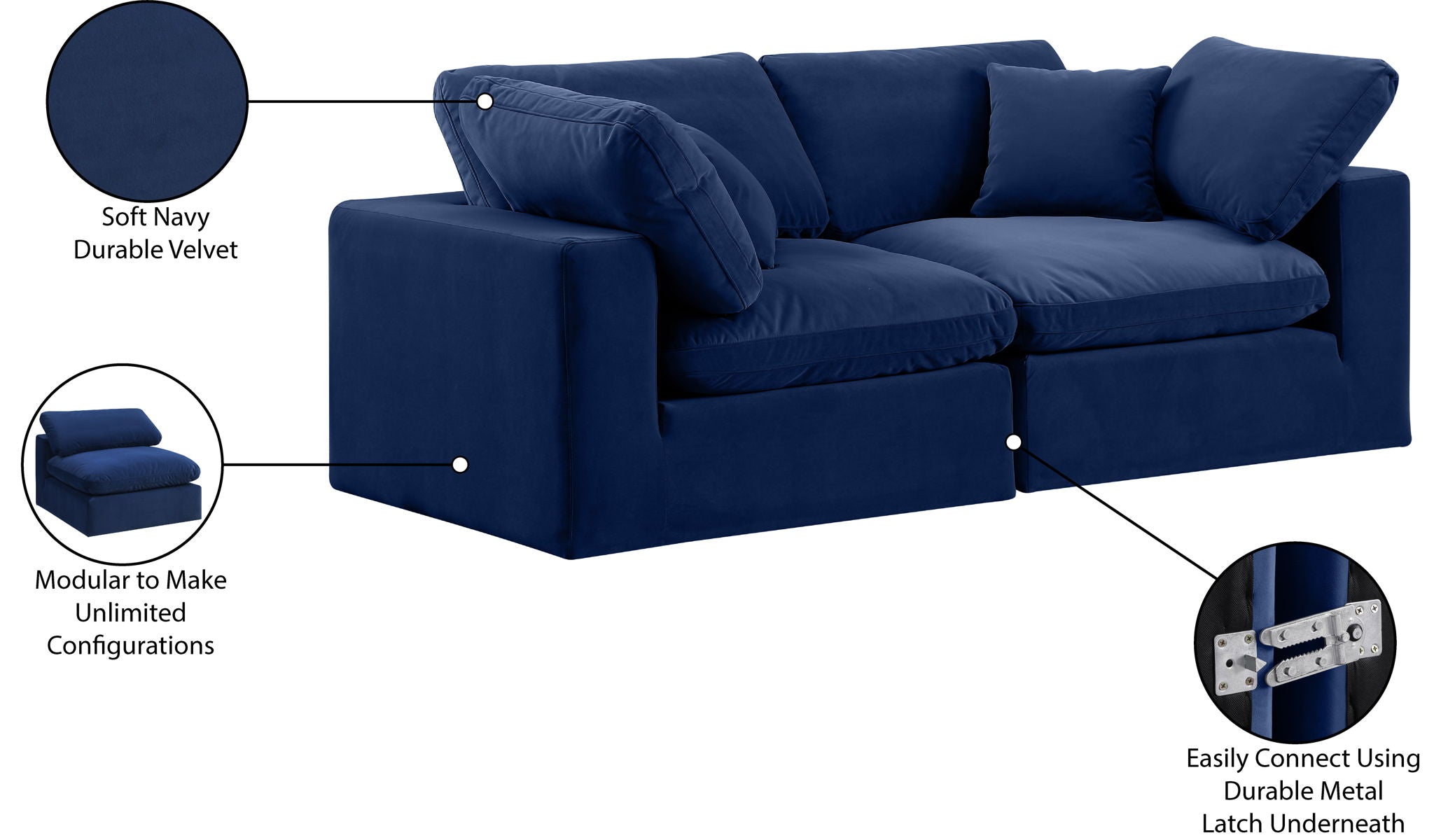 Comfy - Velvet Modular Sofa 2 Seats