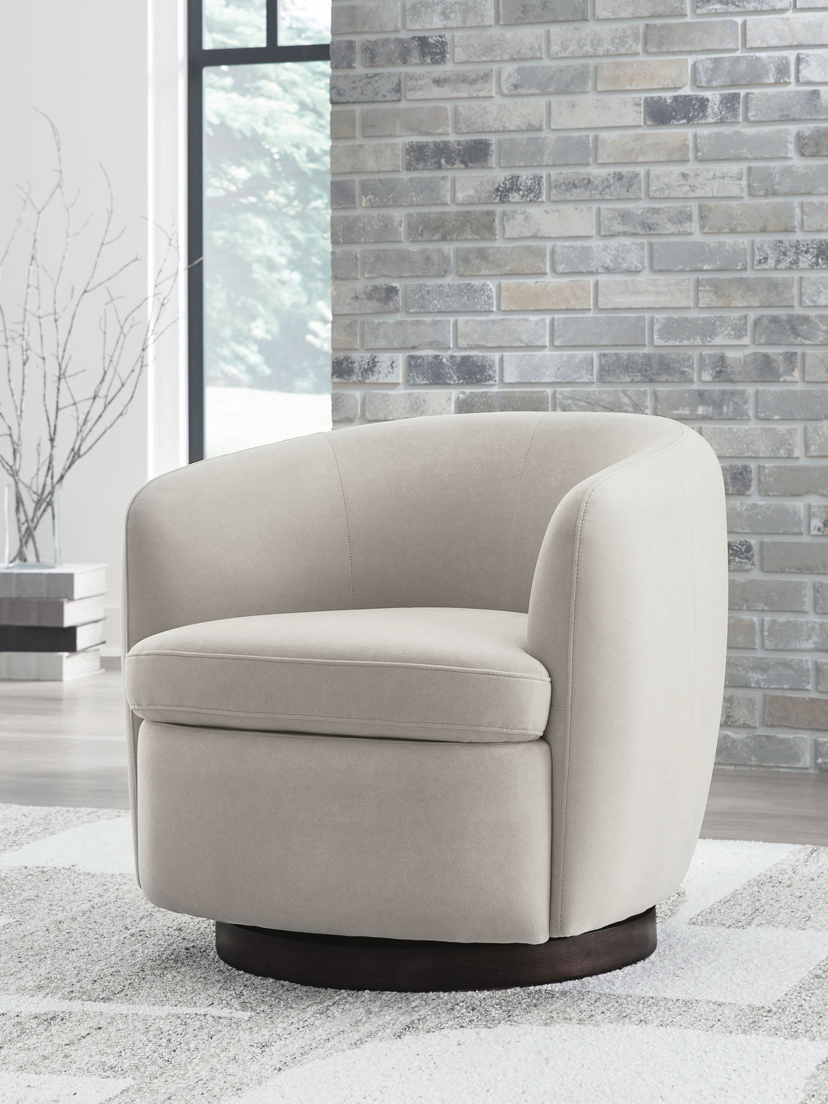 Annbury - Swivel Accent Chair - Light Beige
