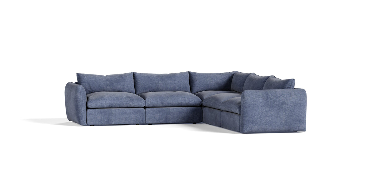 Kinsey - Modern Blue Fabric Modular Sectional Sofa-5-Piece Sectional